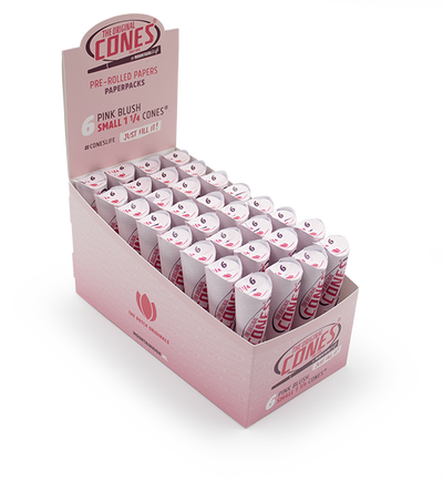 Pink Blush pre rolled Cones® Small 1¼ Size 6pcs. paper pack