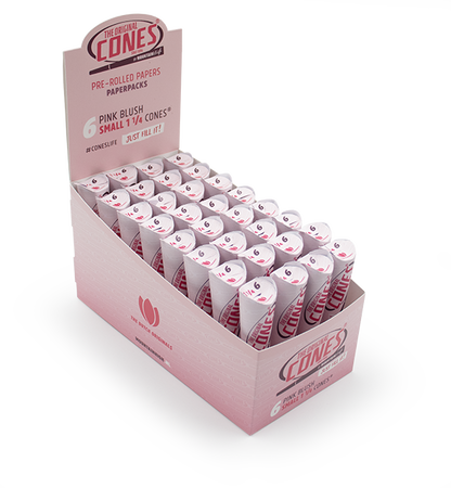 Pink Blush Pre rolled Cones® Small 1¼ 6pcs. - Display contains 32 packs