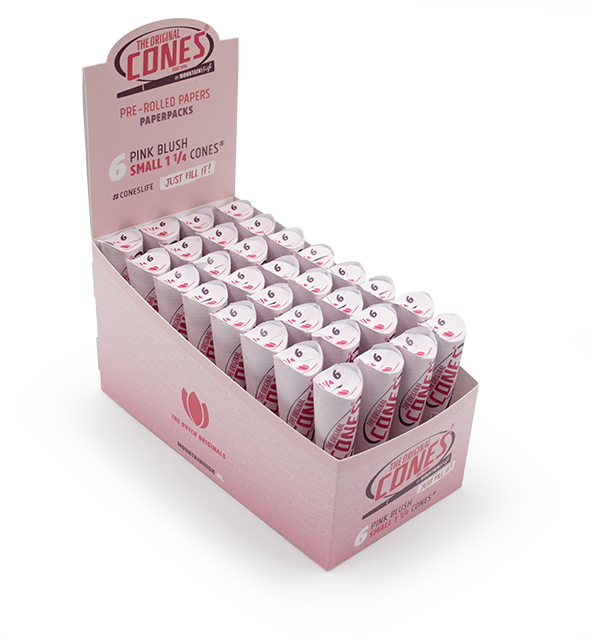 Pink Blush Pre rolled Cones® Small 1¼ 6pcs. - Display contains 32 packs