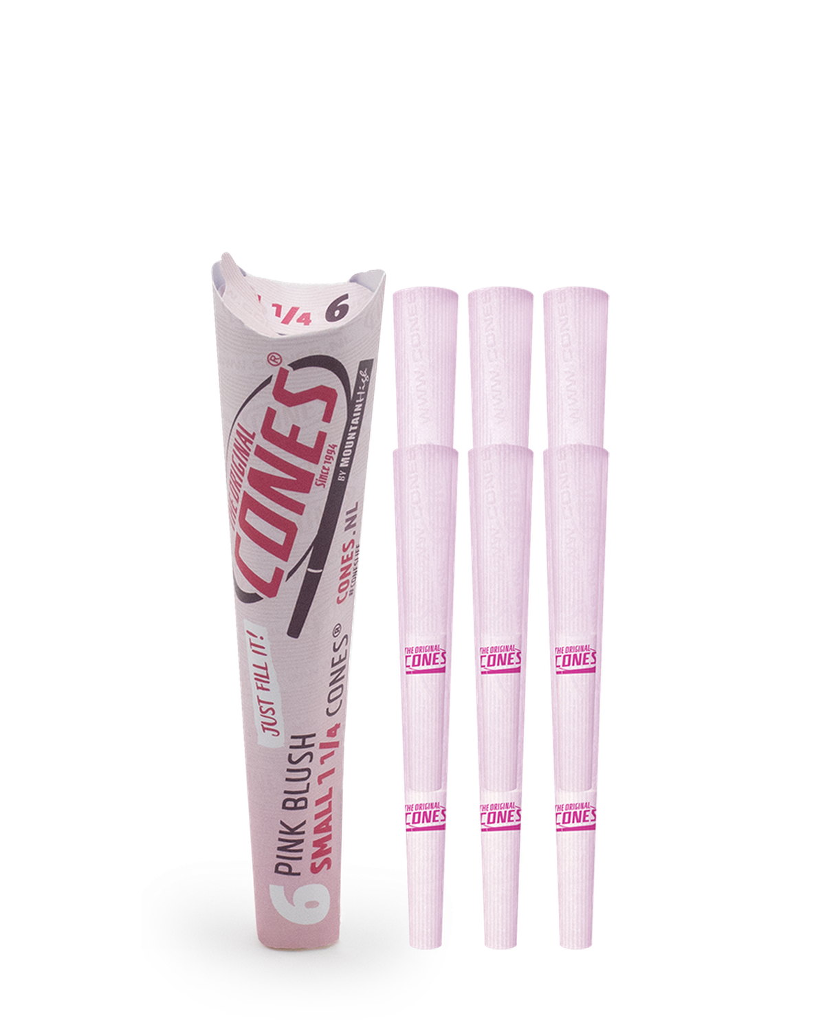 Pink Blush pre rolled Cones® Small 1¼ Size 6pcs. Paper Pack