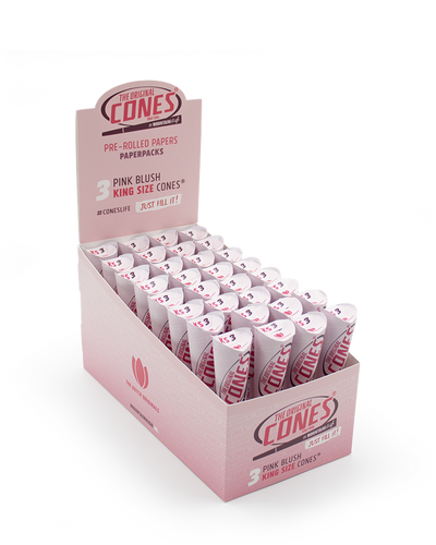 Pink Blush Pre rolled Cones® King Size 3pcs. - Display contains 32 Paper Packs