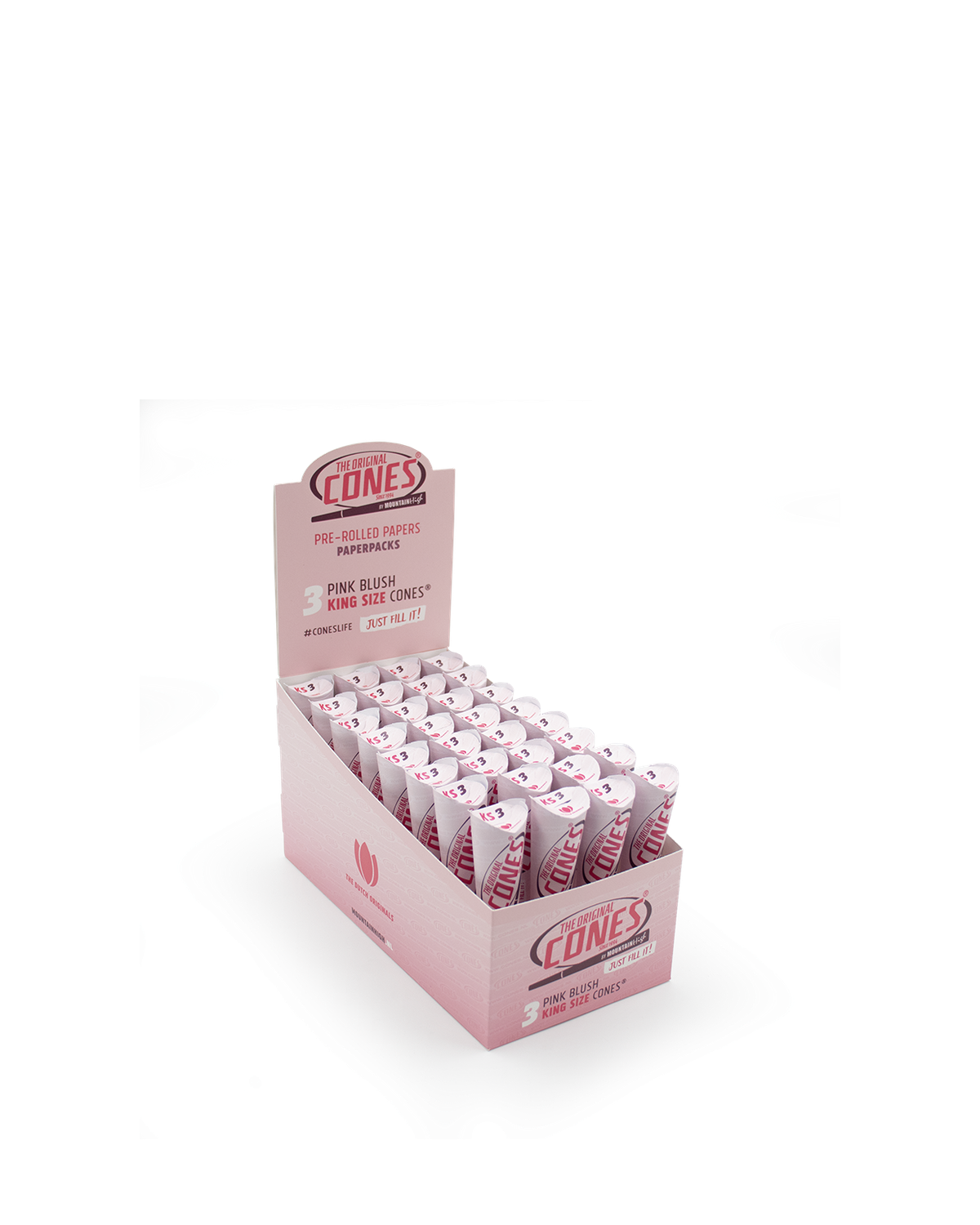 Pink Blush Pre rolled Cones® King Size 3pcs. - Display contains 32 Paper Packs