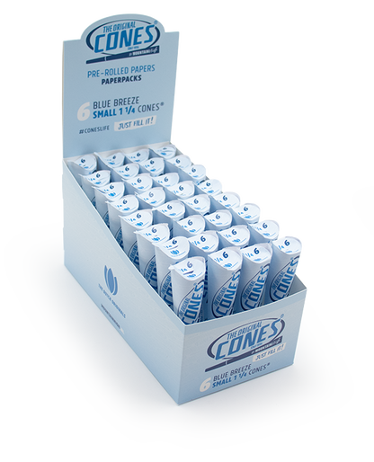 Blue Breeze Pre rolled Cones® Small 1¼ 6pcs. - Display contains 32 packs