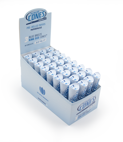 Blue Breeze Pre rolled Cones® King Size 3pcs. - Display contains 32 packs