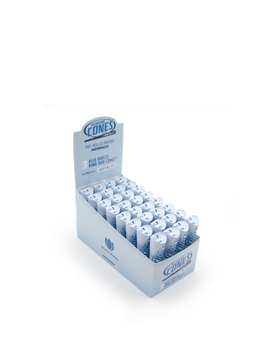 Blue Breeze Pre rolled Cones® King Size 3pcs. - Display contains 32 Paper Packs