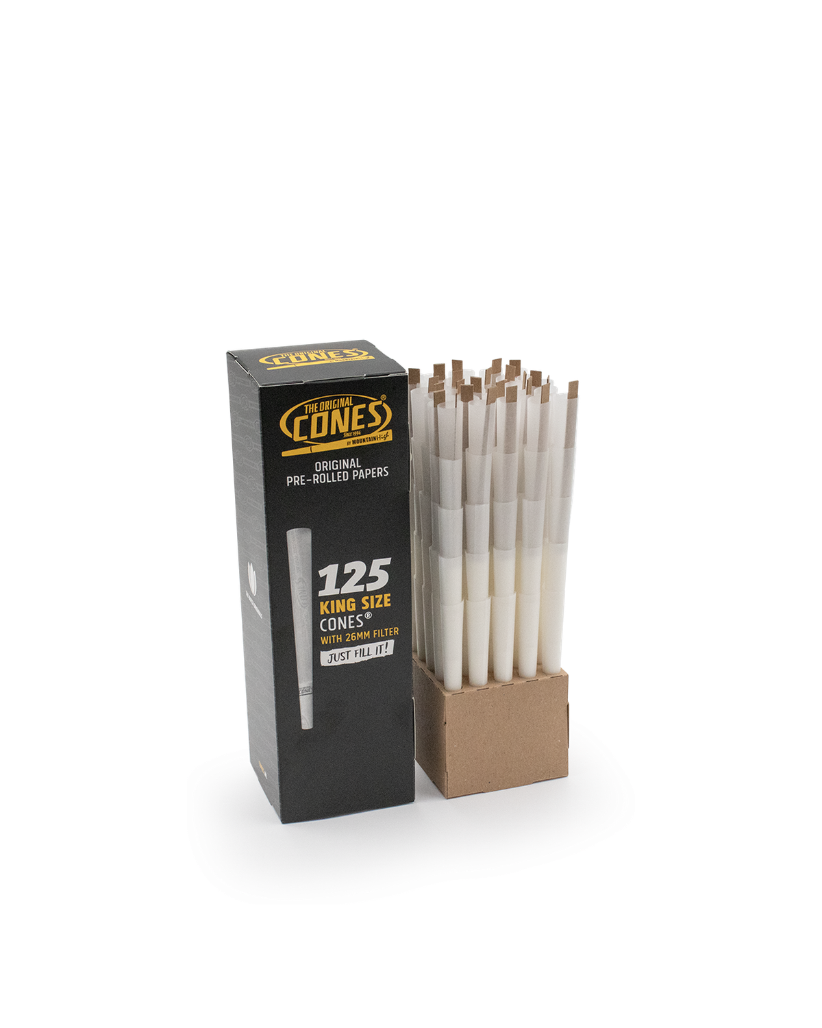 Original Pre Rolled Cones® White King Size 125pcs. Mini Bulk Box