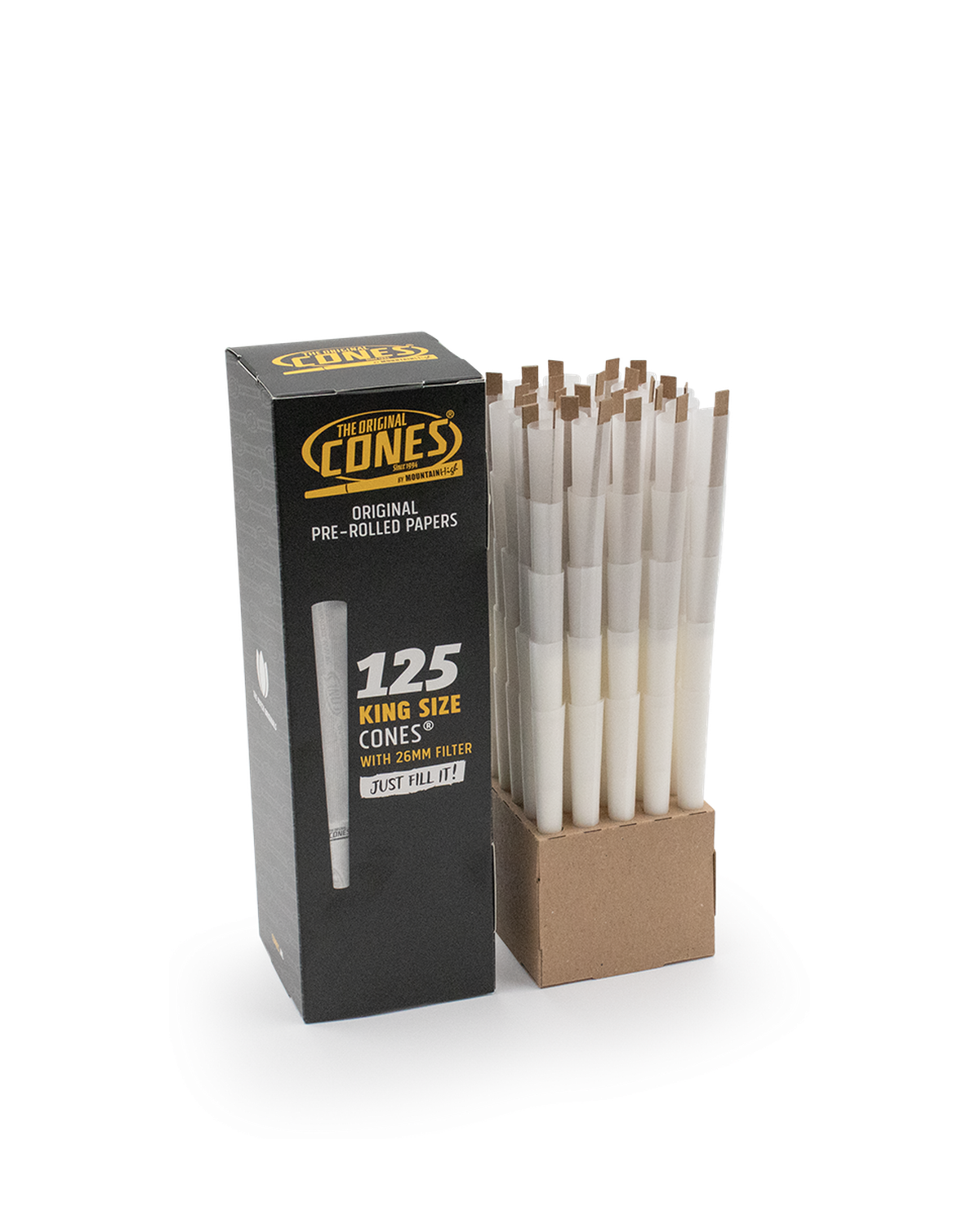 Original Pre Rolled Cones® White King Size 125pcs. Mini Bulk Box
