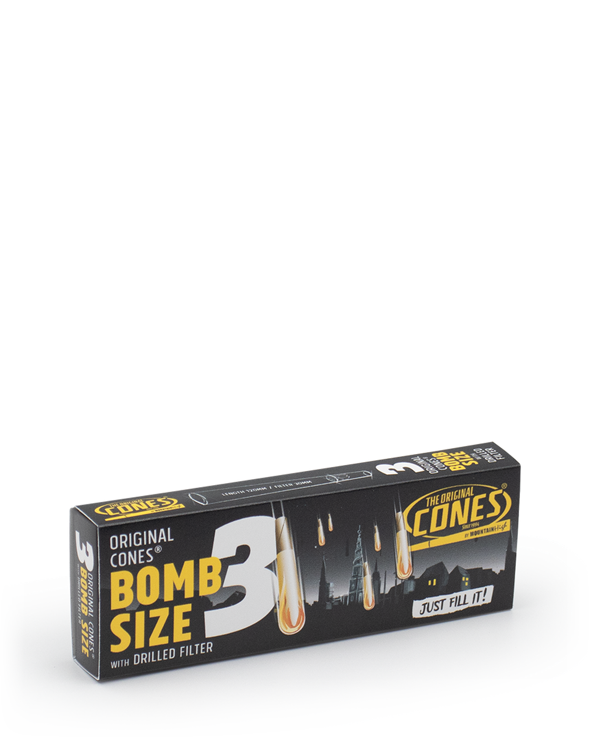 Original Pre Rolled Cones® White Bomb Size 3pcs. Slidebox