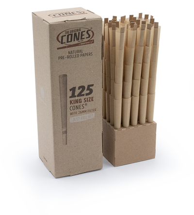 Natural Pre Rolled Cones® Brown King Size 125pcs. - 25 boxes per master case