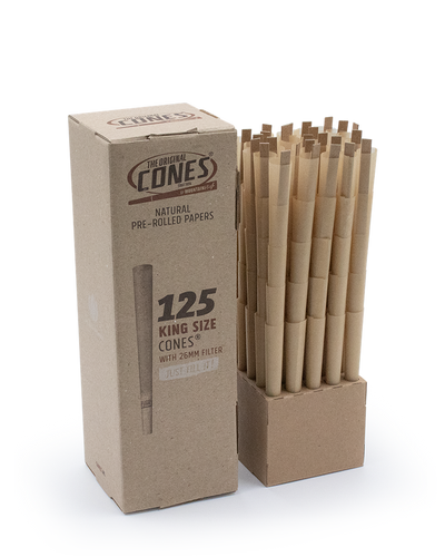 Natural Pre Rolled Cones® Brown King Size 125pcs. - 25 Mini Bulk Boxes per Master Case