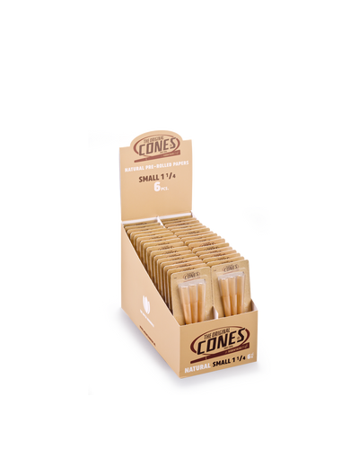 Natural Pre Rolled Cones® Brown Small 1¼ 6pcs. - Displays contains 32 Blister Packs
