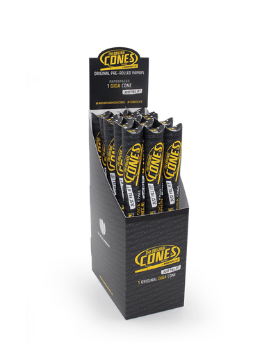 Original Pre Rolled Cones® White Giga 1pc. - Display contains 15 Paper Packs