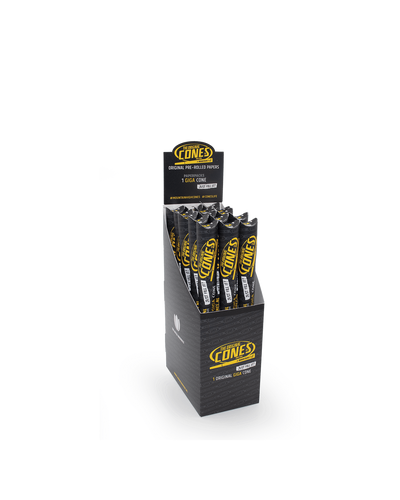 Original Pre Rolled Cones® White Giga 1pc. - Display contains 15 Paper Packs