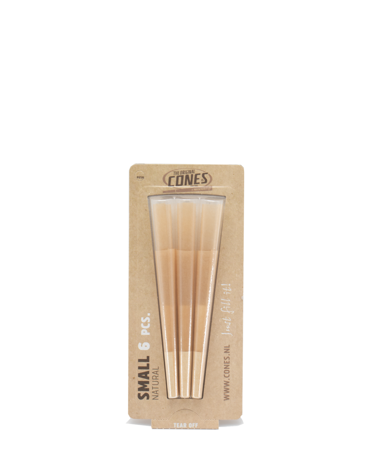 Natural Pre Rolled Cones® Brown Small 1¼ Size 6pcs. Blister Pack