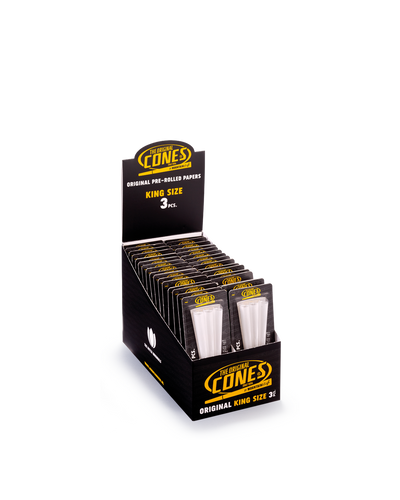 Original Pre Rolled Cones® White King Size 3pcs. - Display contains 32 Blister Packs