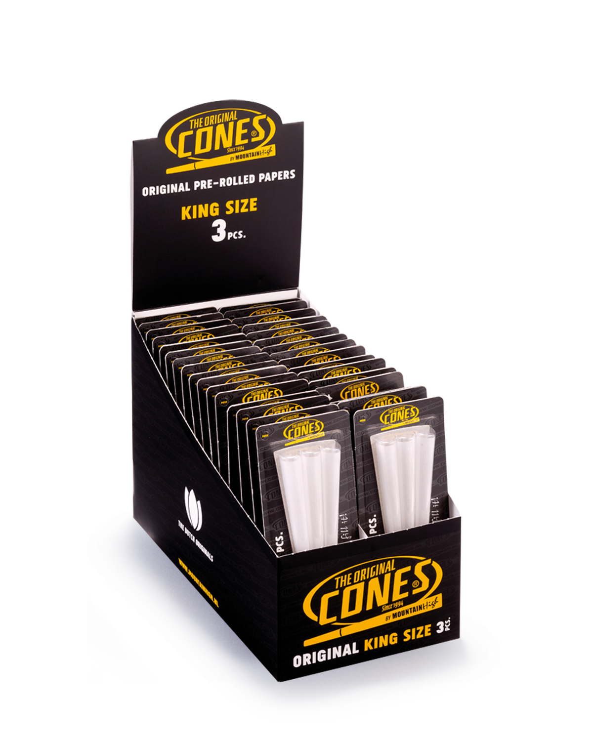 Original Pre Rolled Cones® White King Size 3pcs. - Display contains 32 Blister Packs