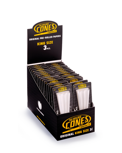 Original Pre Rolled Cones® White King Size 3pcs. - Display contains 32 Blister Packs