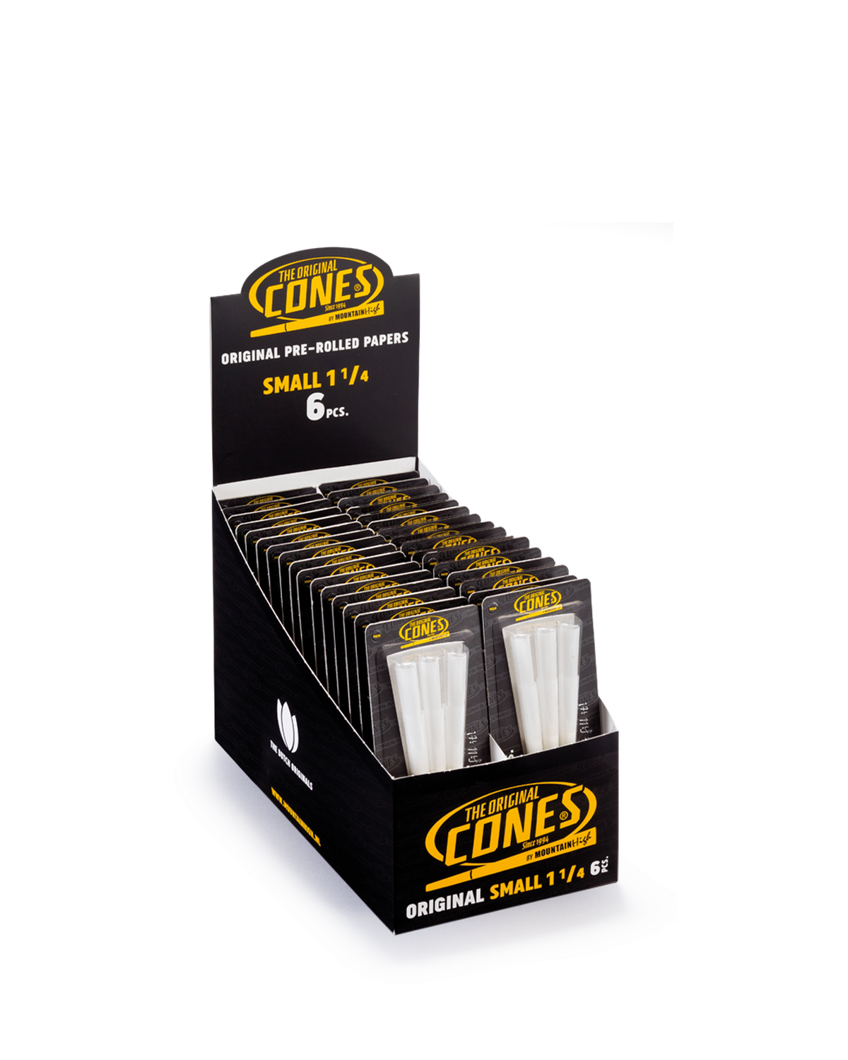 Original Pre Rolled Cones® White Small 1¼ 6pcs. - Display contains 32 Blister Packs