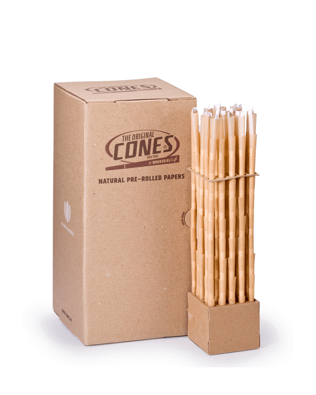 Natural Pre Rolled Cones® Brown Singles 70/26 - Bulk Box contains 1000pcs.