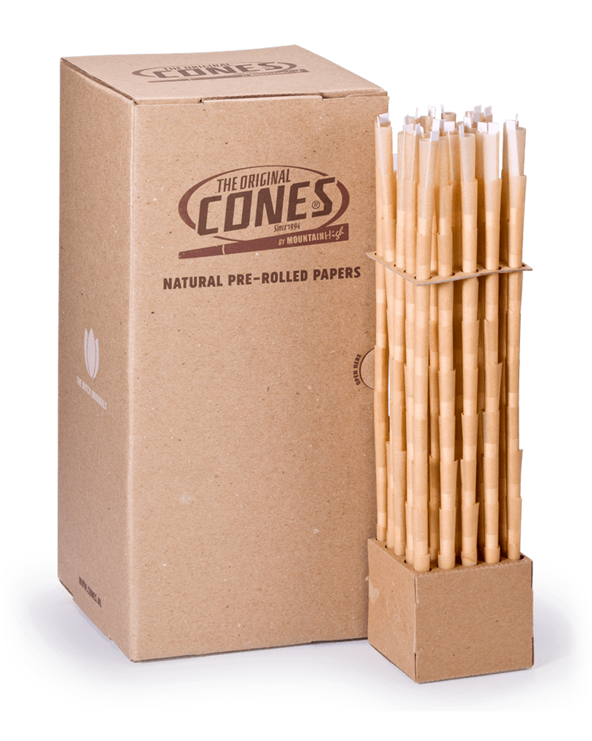 Natural Pre Rolled Cones® Brown Singles 70/26 - Bulk Box contains 1000pcs.