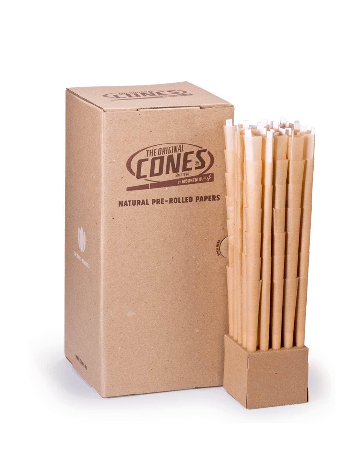 Natural Pre Rolled Cones® Brown Party Size 140/26 - Bulk Box contains 700pcs.