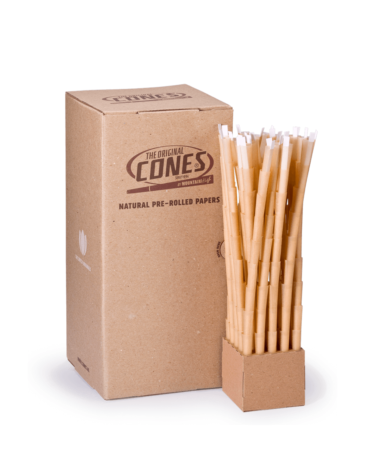 Natural Pre Rolled Cones® Brown Small 1¼ 84/26 - Bulk Box contains 900 pcs.