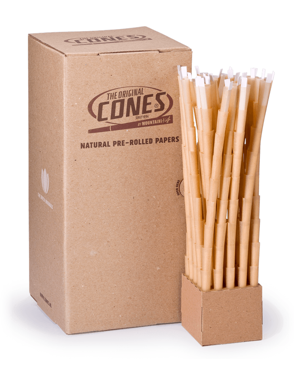 Natural Pre Rolled Cones® Brown Small 1¼ 84/26 - Bulk Box contains 900 pcs.