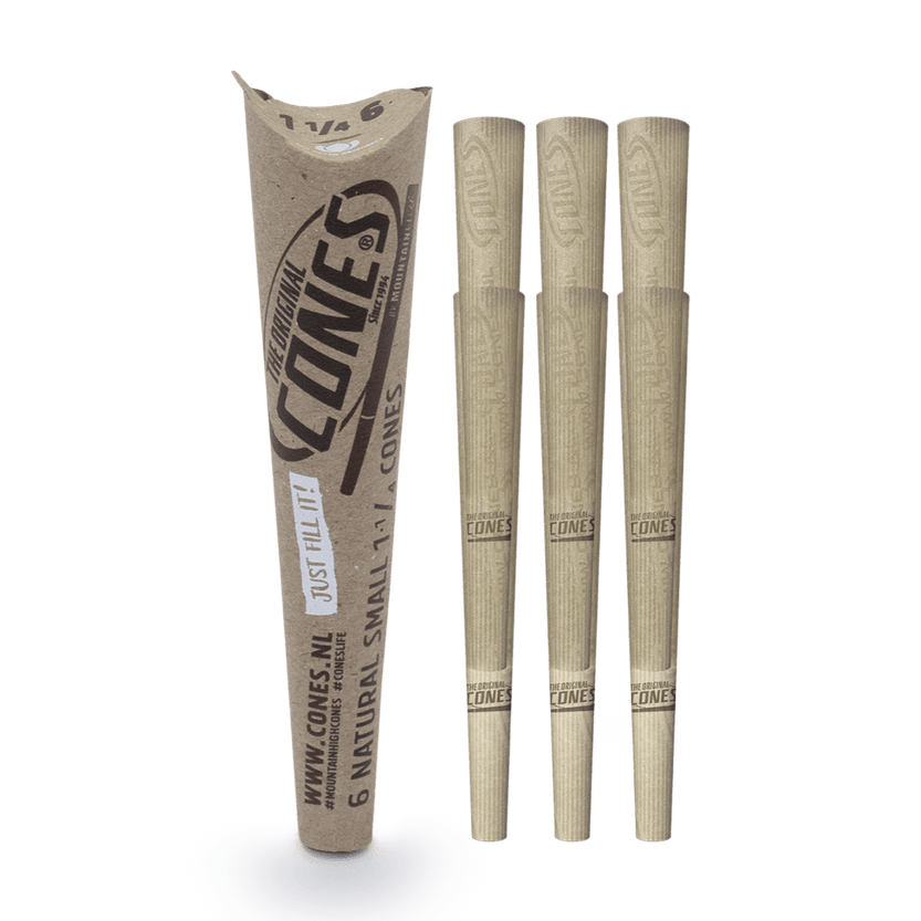 Natural pre rolled Cones® Brown Small 1¼ Size 6pcs. paper pack