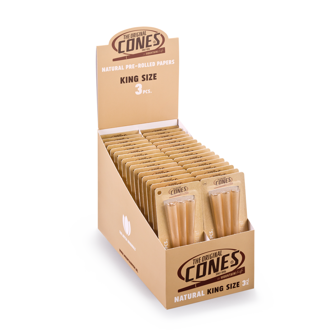 Natural pre-rolled Cones® Brown King Size 3Stk. - Display enthält 32 Blister
