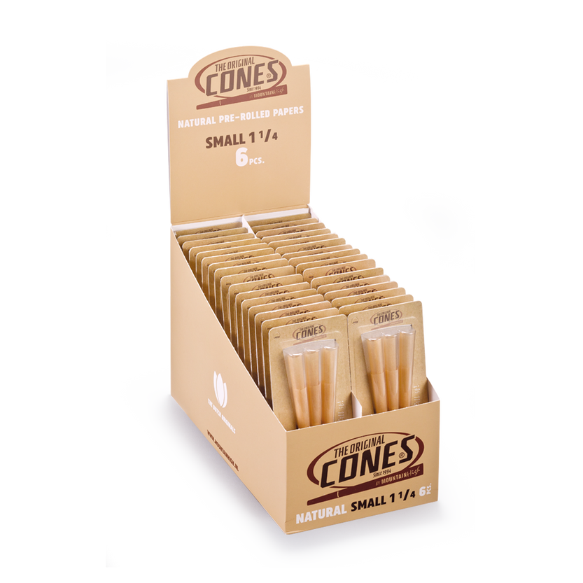 Natural Pre Rolled Cones® Brown Small 1¼ 6pcs. - Displays contains 32 blister packs