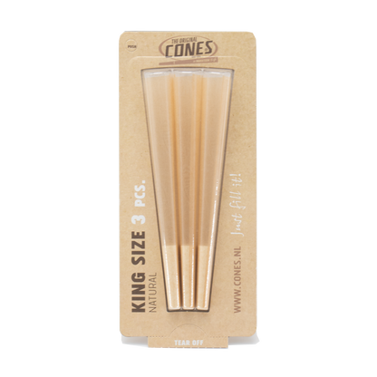 Natural pre rolled Cones® Brown King Size 3pcs. - Display contains 32 blister packs