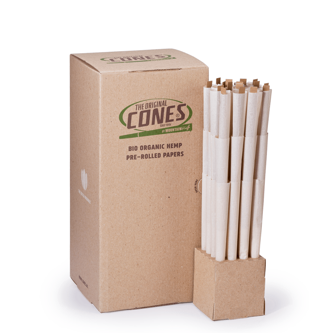 Bio Organic Hemp Pre Rolled Cones® Hanf Supergröße 180/58 – Schachtel enthält 192 Stück.
