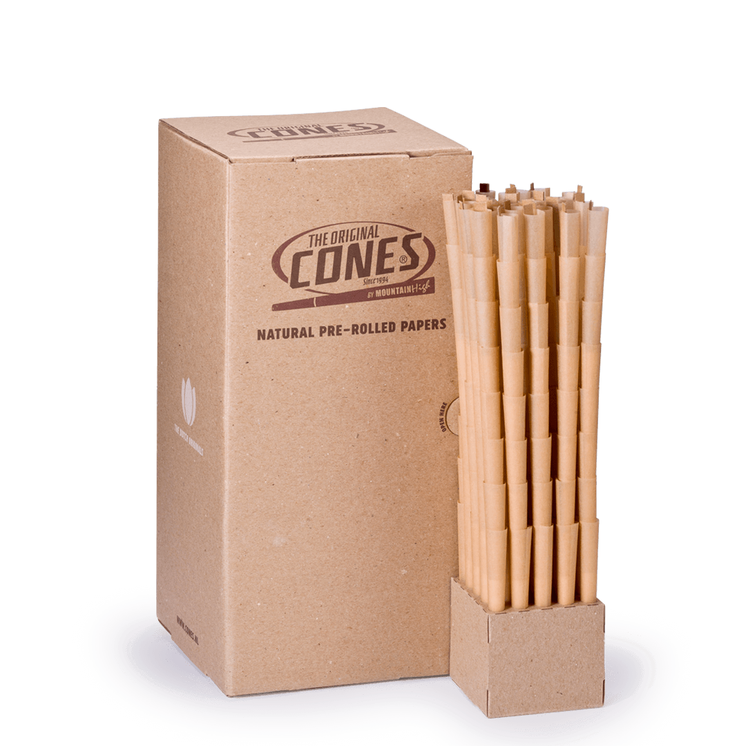Natural Pre Rolled Cones® Brown Small De Luxe 98/26 - Box contains 800pcs.