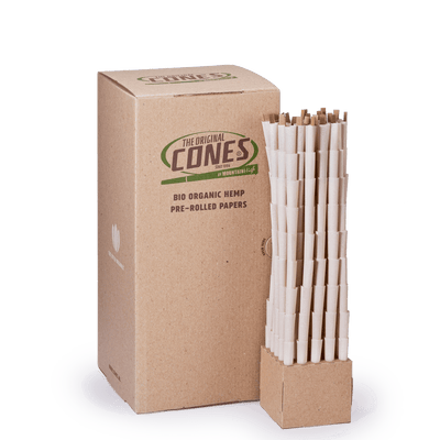 Bio Organic Hemp Pre Rolled Cones® Hanf klein 1¼ 84/26 – Schachtel enthält 900 Stück.